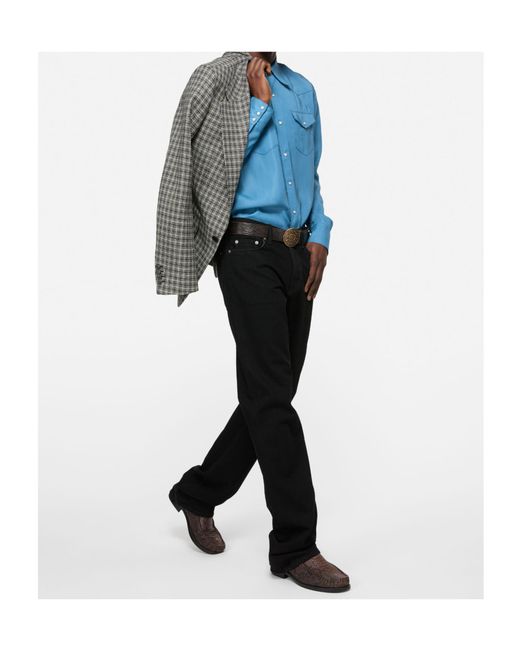 Acne Black Button Detailed Flared Jeans for men