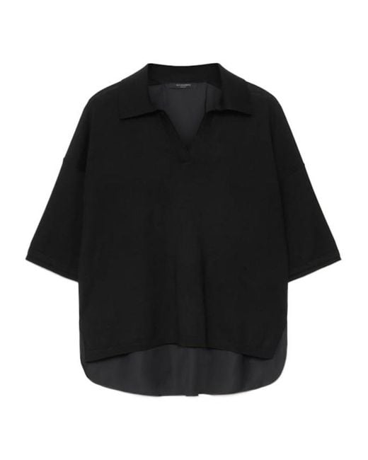 AllSaints Black Short-Sleeved Polo Shirt
