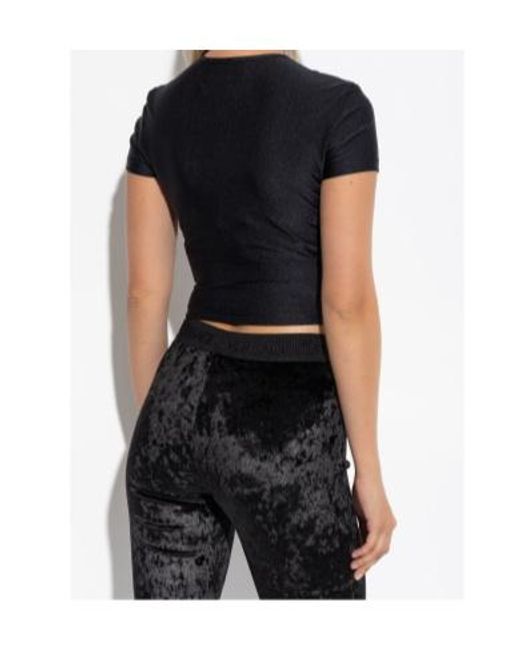 Versace Jeans Black Couture Logo Embellished Cropped Top