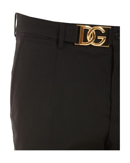 Dolce & Gabbana Black Logo-Plaque Slim-Fit Trousers for men