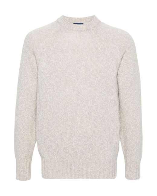 Drumohr White Crew Neck Knit Sweater for men