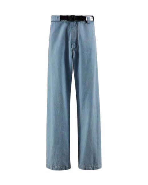 Moncler Blue X Jw Anderson Wide Leg Logo Embroidered Jeans for men