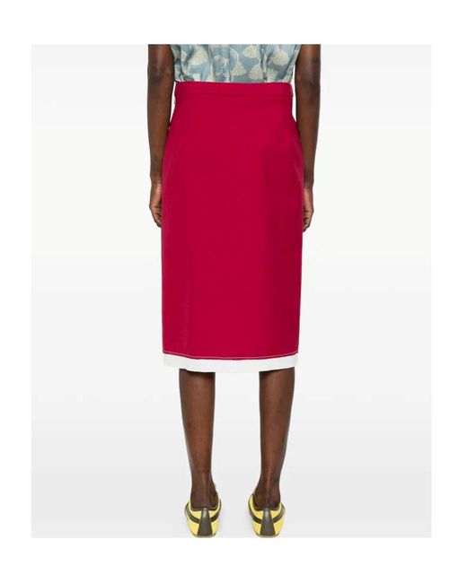 Marni Red Split-Hem Midi Skirt