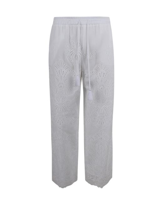 ERMANNO FIRENZE Gray Broderie Wide-Leg Pants