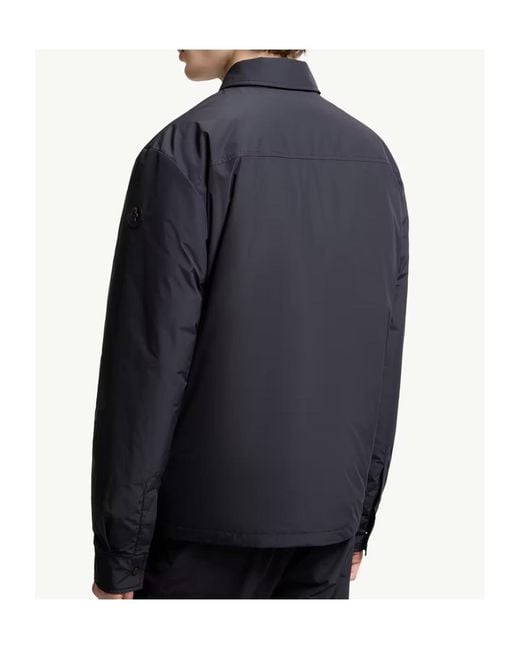 Moncler Blue Logo Patch Zip-Up Shirt Jacket for men
