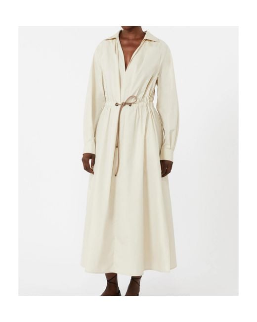 Max Mara White Drawstring Chemisier Dress
