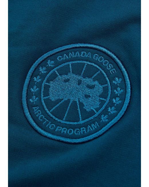Canada Goose Blue Hooded Embroidered Cotton Sweatshirt for men