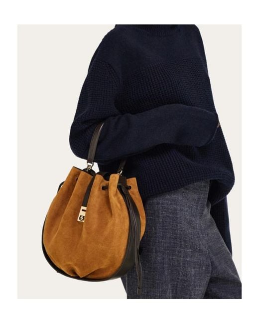 Ferragamo Brown Hug Bucket Bag