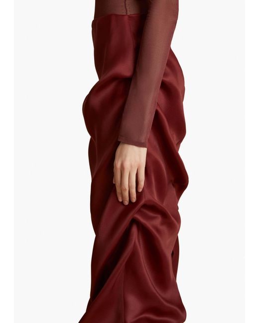 Khaite Red Olula Satin Skirt