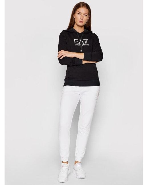 EA7 Black Logo-Print Hoodie