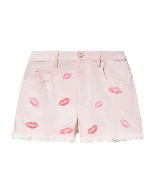 Isabel Marant Pink Isabel Marant Étoile Lesia Frayed Print Shorts