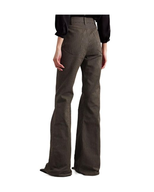 Nili Lotan Brown Roe Striped Cotton-Twill Flared Pants
