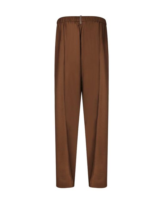 Fabiana Filippi Brown Elasticated-Waist Pressed-Crease Trousers