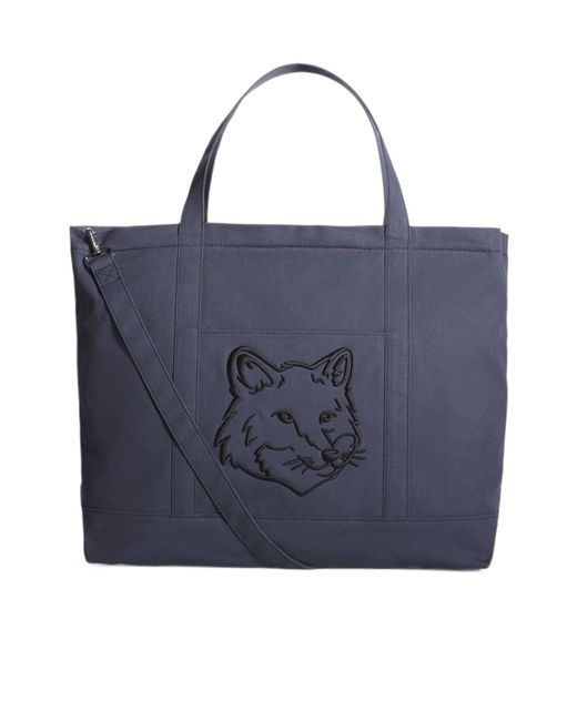 Maison Kitsuné Blue Large Double Handle Shoulder Bag for men