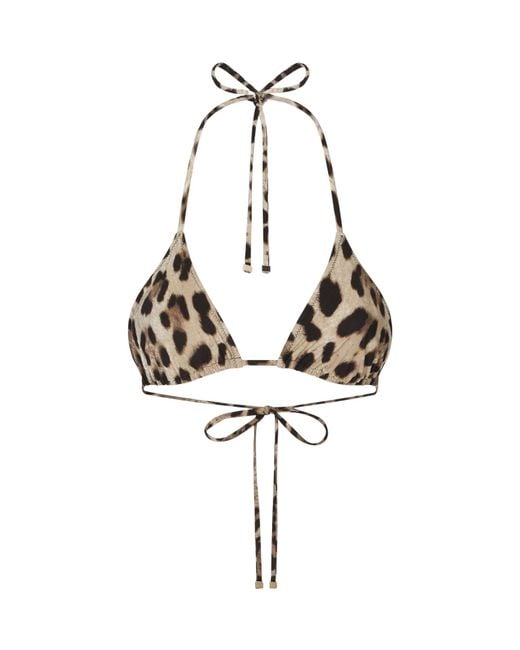 Dolce & Gabbana Metallic Leopard-Printed Tie Fastened Bikini Top