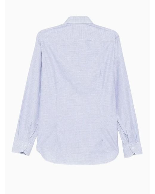 Canali White Checked Cotton Shirt for men