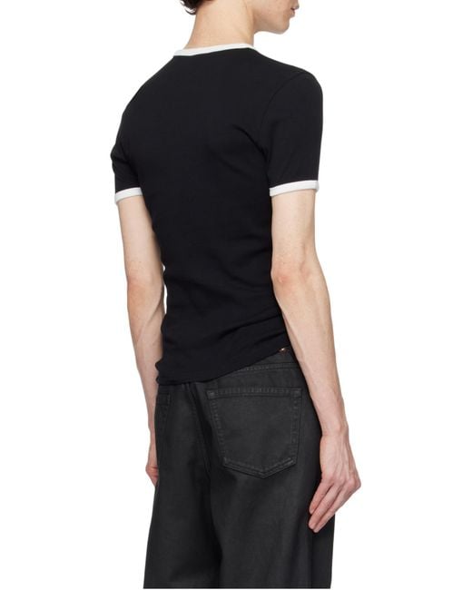 Courreges Black Courrèges Contrast Crewneck Straight Hem T-Shirt for men