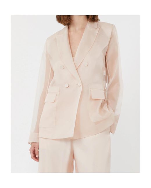 Max Mara Natural Slogan Silk-Organza Blazer