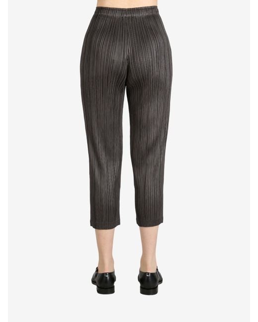 Pleats Please Issey Miyake Gray Straight-Leg Trousers