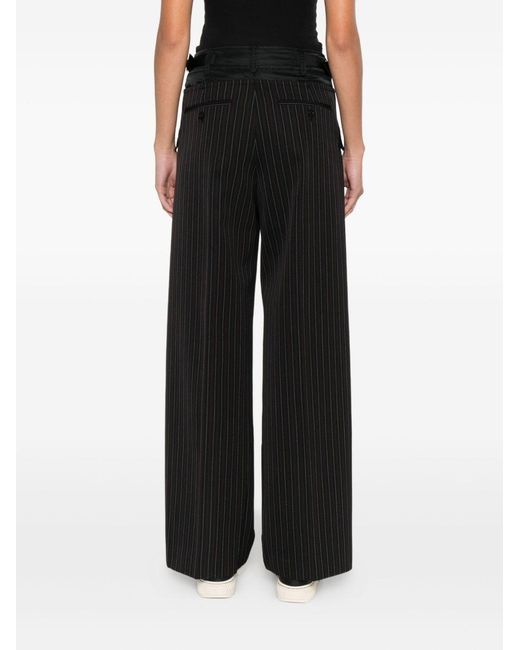 Sacai Black Striped Straight Leg Pants