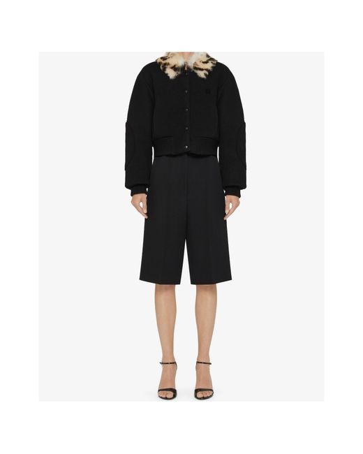 Givenchy Black Cropped Varsity Jacket