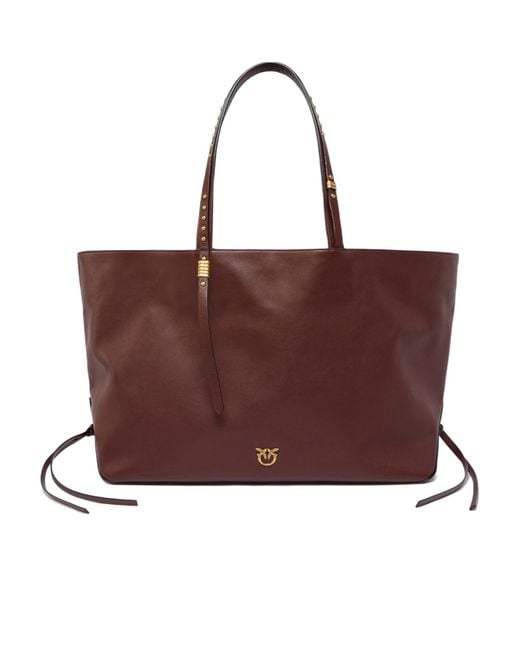 Pinko Brown Logo Handbag Tote Bag