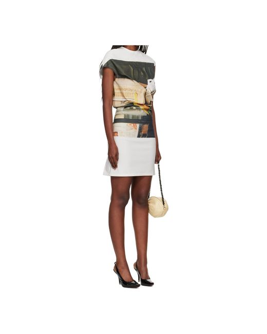 Issey Miyake White Street View Graphic Print Dress