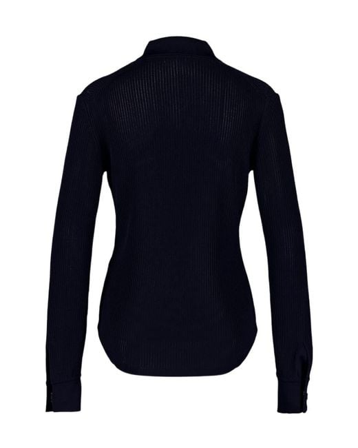 Ferragamo Blue Long-Sleeve Knit Top