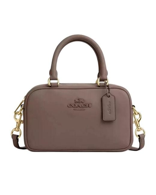 COACH Brown Logo Zipper Shoulder Bag