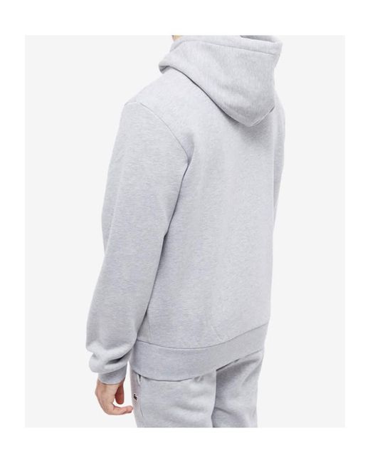 Lacoste White Logo Embroidered Drawstring Hoodie for men