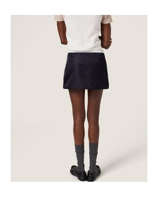 Miu Miu Blue Technical Gazar Fleece Mini Skirt