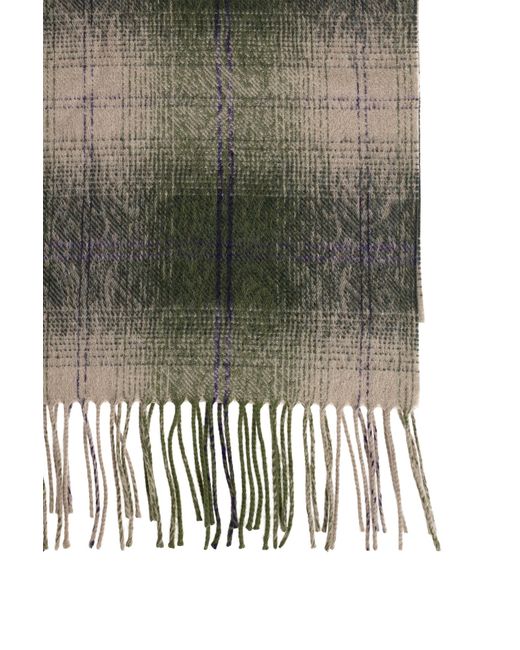 Etro Green Checked Fringed Scarf for men