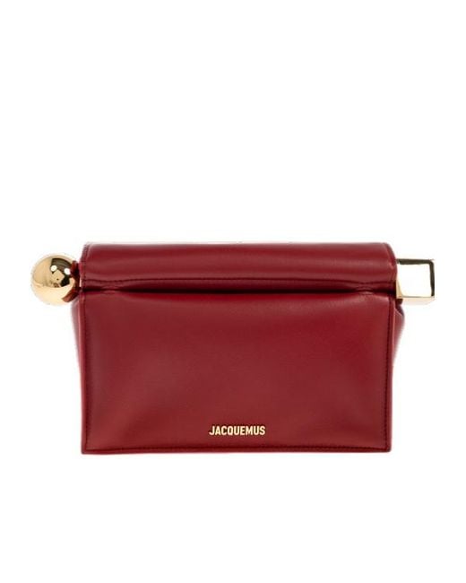 Jacquemus Red Fold-Over Leather Clutch Bag