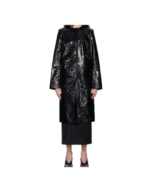Totême Black Totême Embossed Coated Leather Coat