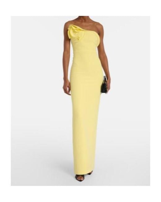 Roland Mouret Yellow Floral-Applique Gown