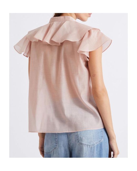 Marella Pink Cotton And Silk Voile Top