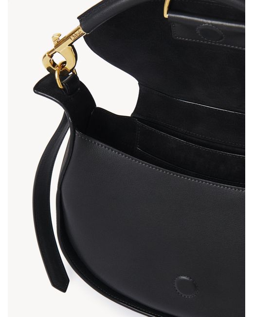 Chloé Black Chloé Logo Detailed Foldover Top Shoulder Bag