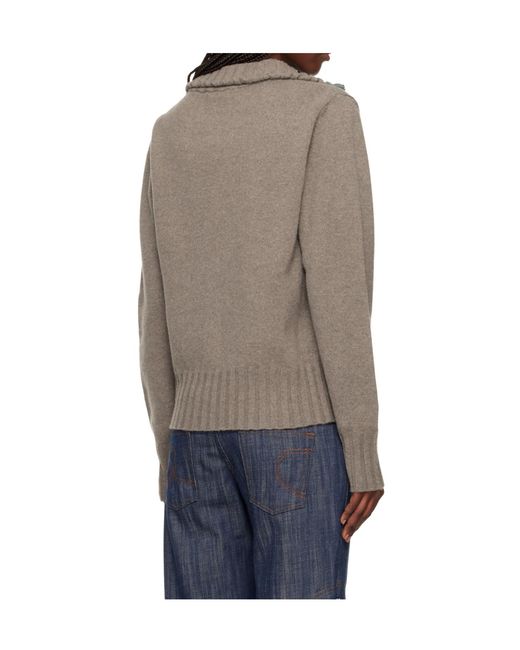 Edward Cuming Gray Vortex Window Wool Blend Zip-Up Sweater for men