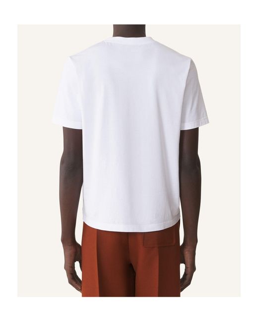 Lanvin White Logo-Embroidered Cotton T-Shirt for men