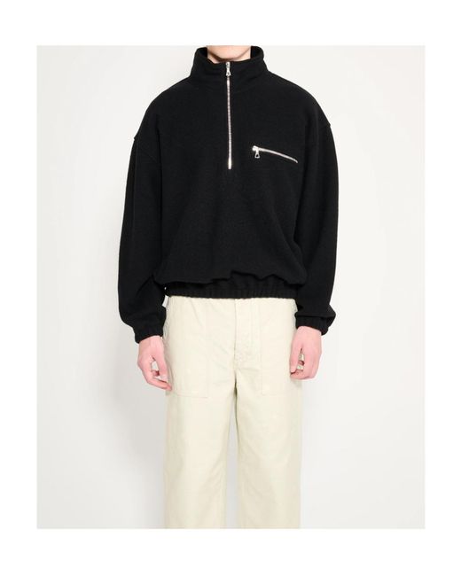 Rier Black Half-Zip Wool Sweatshirt for men