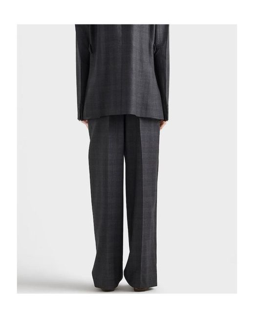 Prada Black Pleated Wide-Leg Pants
