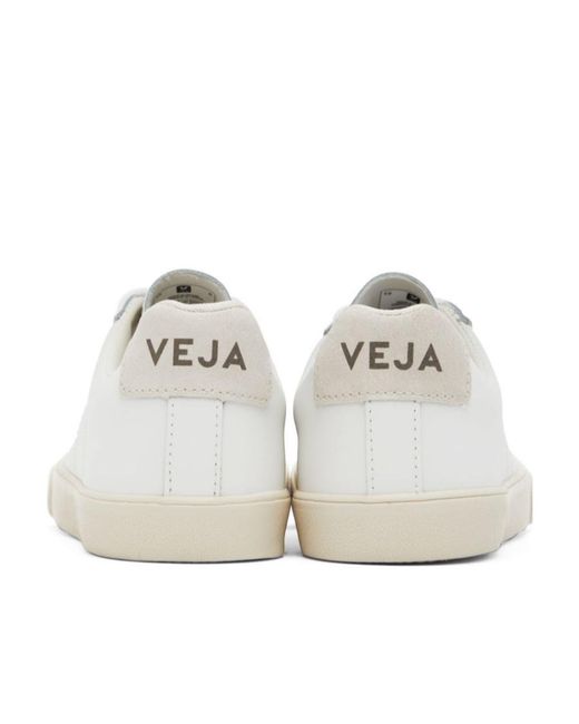 Veja White Esplar Logo Embroidered Low-Top Sneakers for men