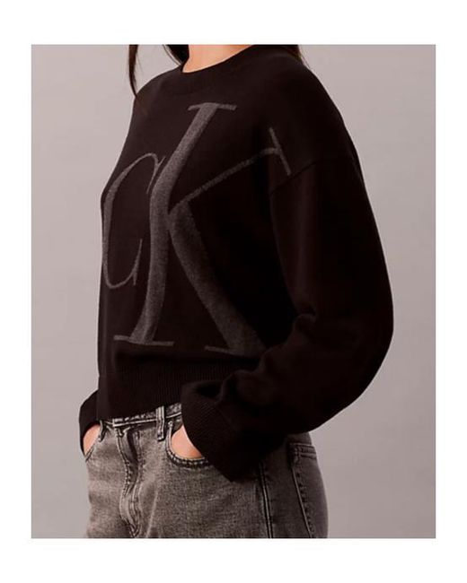 Calvin Klein Black Smooth Cotton Monogram Jacquard Top