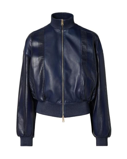 Fendi Blue Perforated Nappa-Leather Jacket