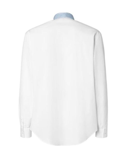 Fendi White Striped Collar Poplin Shirt for men