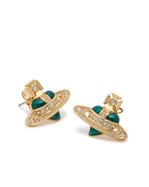 Vivienne Westwood Metallic New Diamante Heart Stud Earrings
