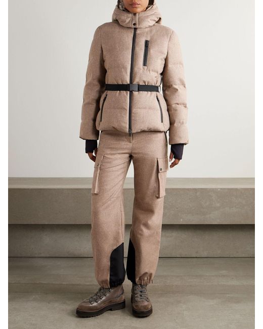 Brunello Cucinelli Natural Belted Padded Wool Jacket