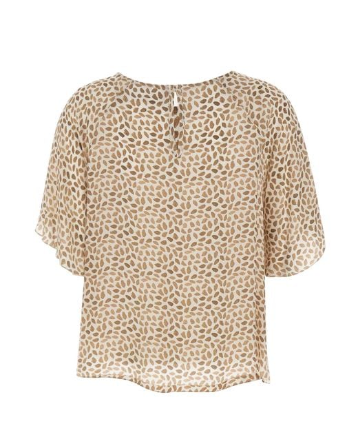 Kaos Natural Printed Round-Neck Blouse