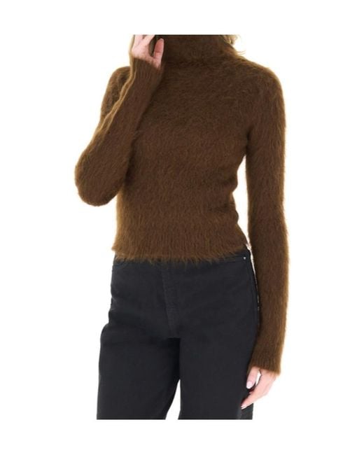 Dondup Brown Brushed-Effect Roll-Neck Sweater