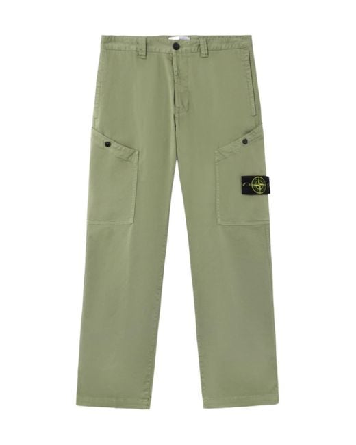 Stone Island Green Logo Patch Trousers for men